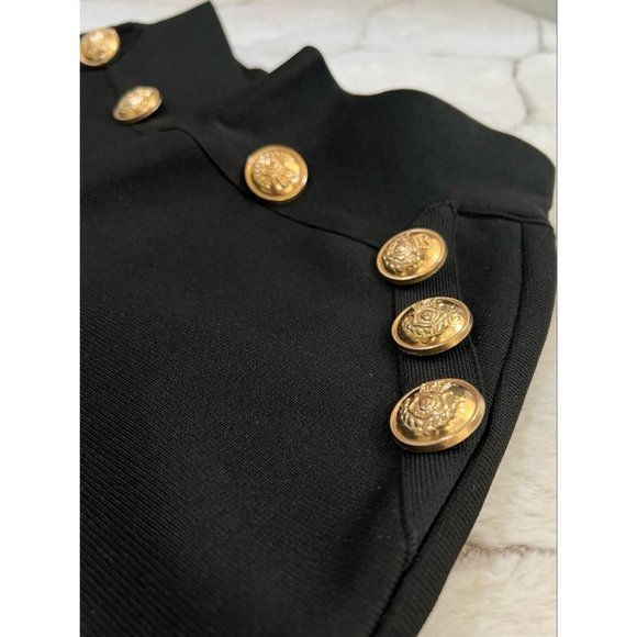 DAIMARAN Prague Women's Pants Flared Black High Waisted Trousers Buttons M - Picture 3 of 4